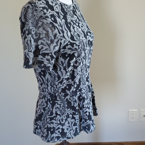 Ann Taylor Elegant Black and Gray Floral Women's Top - Picture 4 of 15